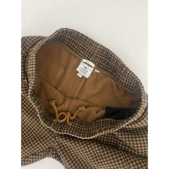 Unisex Lacoste L!VE houndstooth plaid fleece drawstring baggy sweatpants L - Picture 6 of 7